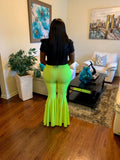 Neon Lime Ruffled Flare Pants